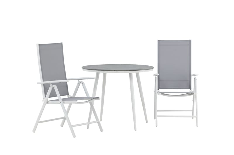 Break Cafégrupp Rund 90 cm + 2 Break Positionsstol - Vit/Grå - Utemöbler - Utegrupp - Caféset