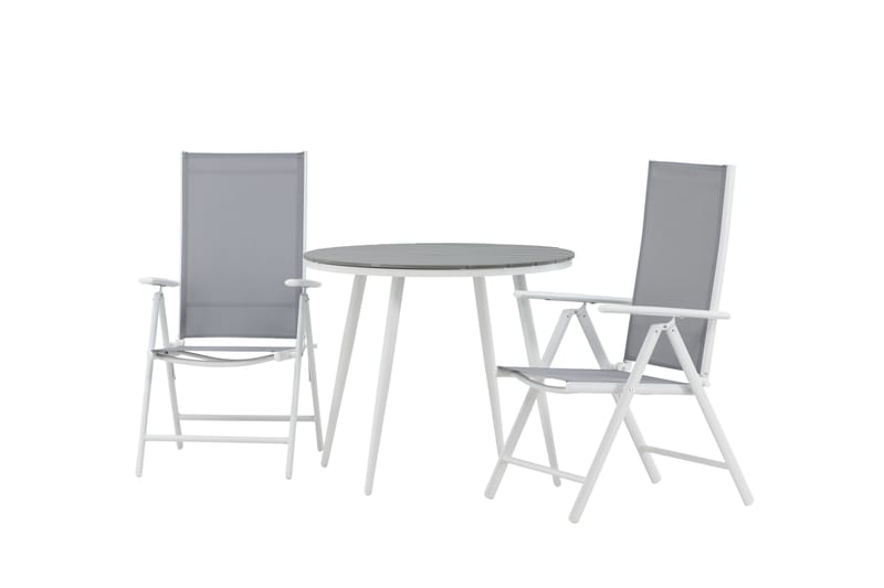 Break Cafégrupp Rund 90 cm + 2 Break Positionsstol - Vit/Grå - Utemöbler - Utegrupp - Caféset
