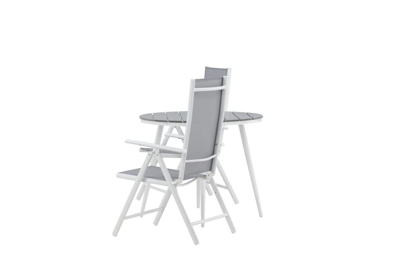 Break Cafégrupp Rund 90 cm + 2 Break Positionsstol - Vit/Grå - Utemöbler - Utegrupp - Caféset
