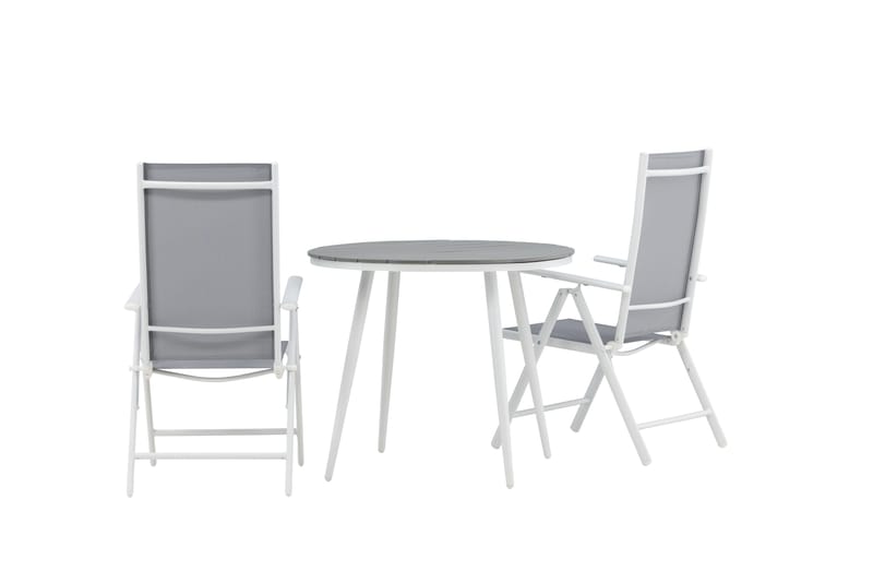 Break Cafégrupp Rund 90 cm + 2 Break Positionsstol - Vit/Grå - Utemöbler - Utegrupp - Caféset