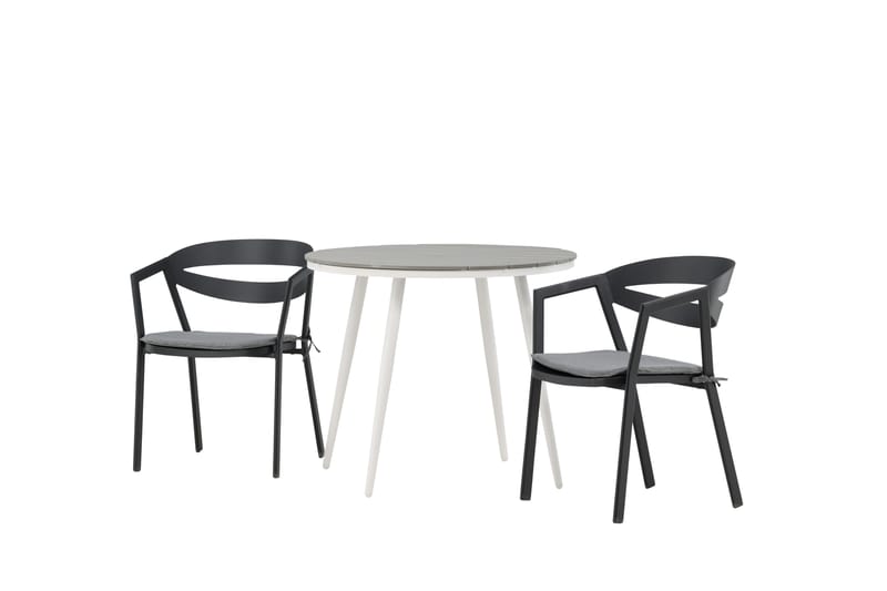 Break Cafégrupp Rund 90 cm + 2 Slit Matstol - Svart/Grå - Utemöbler - Utegrupp - Caféset