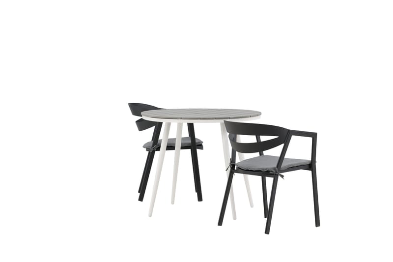 Break Cafégrupp Rund 90 cm + 2 Slit Matstol - Svart/Grå - Utemöbler - Balkong - Balkongmöbler - Balkonggrupper