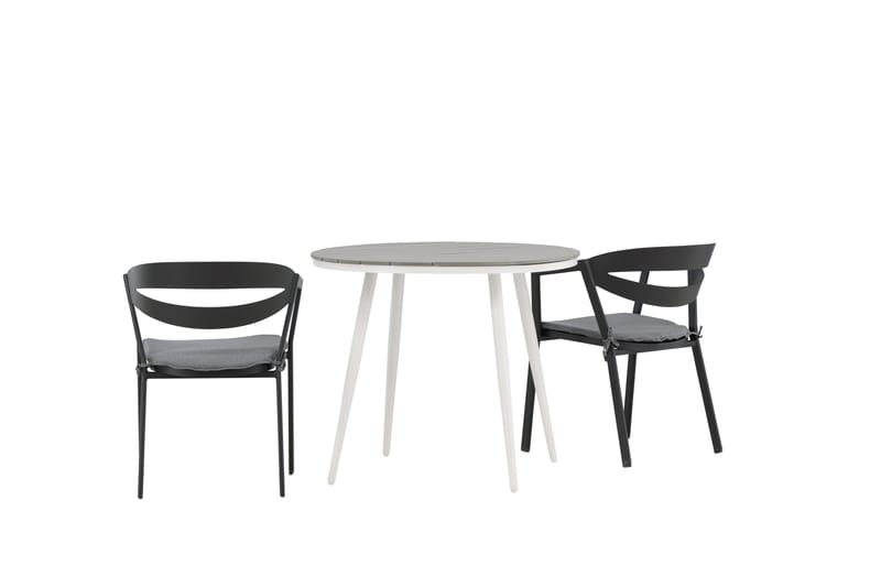 Break Cafégrupp Rund 90 cm + 2 Slit Matstol - Svart/Grå - Utemöbler - Balkong - Balkongmöbler - Balkonggrupper
