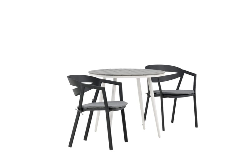 Break Cafégrupp Rund 90 cm + 2 Slit Matstol - Svart/Grå - Utemöbler - Balkong - Balkongmöbler - Balkonggrupper