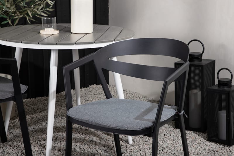 Break Cafégrupp Rund 90 cm + 2 Slit Matstol - Svart/Grå - Utemöbler - Balkong - Balkongmöbler - Balkonggrupper