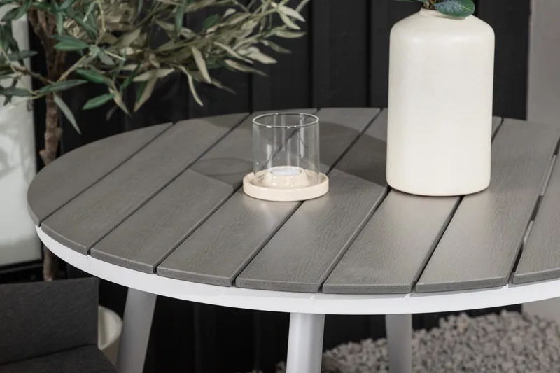 Break Cafégrupp Rund 90 cm + 2 Spoga Matstol - Vit/Grå - Utemöbler - Balkong - Balkongmöbler - Balkonggrupper