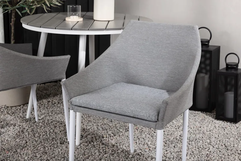 Break Cafégrupp Rund 90 cm + 2 Spoga Matstol - Vit/Grå - Utemöbler - Balkong - Balkongmöbler - Balkonggrupper