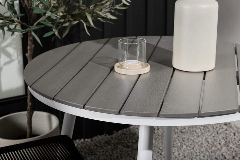 Break Matgrupp Rund 90 cm + 2 Lindos Stapelbar Stol - Svart/Grå - Utemöbler - Balkong - Balkongmöbler - Balkonggrupper