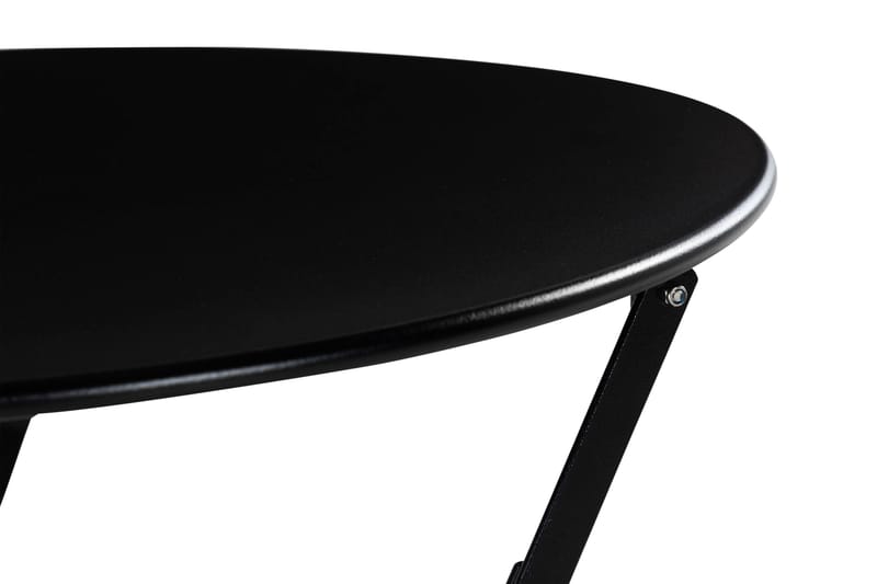 BRUNSHUSE Cafébord 60 cm Rund Svart + 2 Klappstolar - Balkonggrupper - Caféset