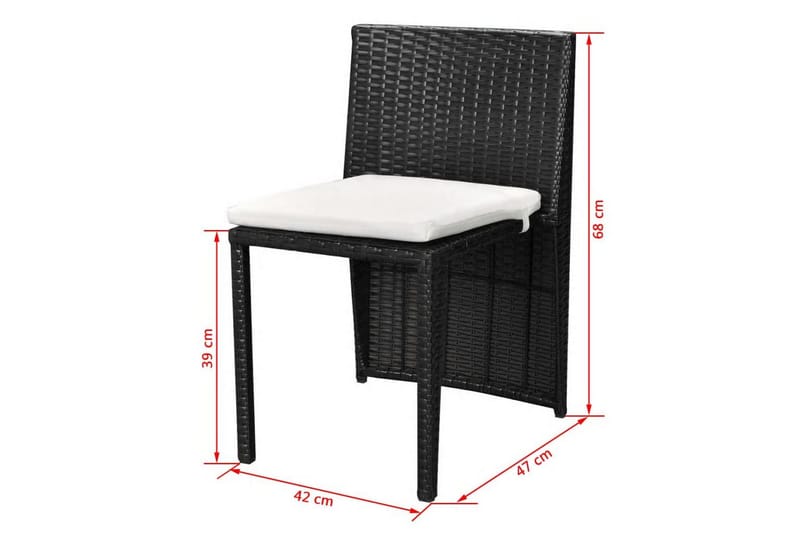Cafégrupp med dynor 3 delar konstrotting svart - Svart - Utemöbler - Utegrupp - Caféset