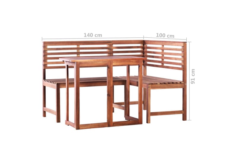 Caféset 2 delar massivt akaciaträ - Brun - Utemöbler - Utegrupp - Caféset