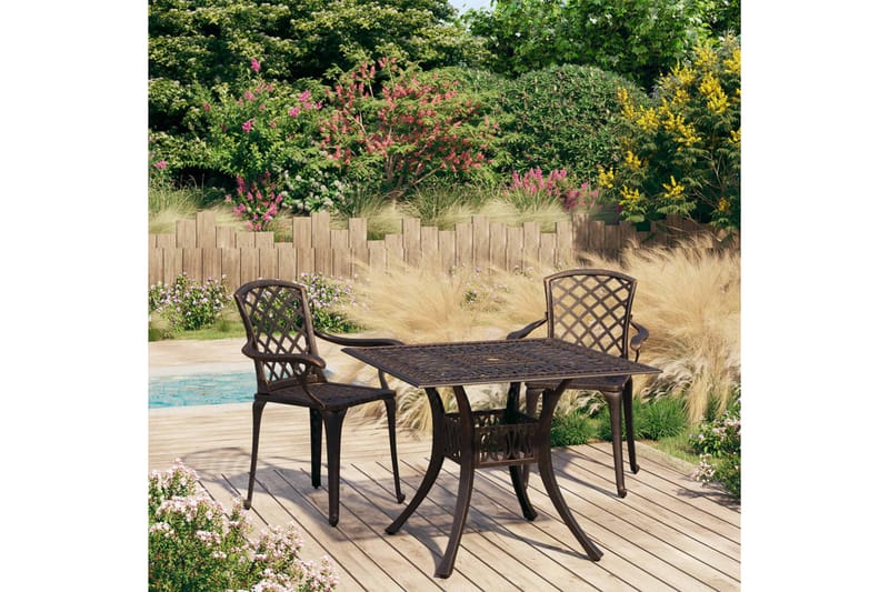 Caféset 3 delar gjuten aluminium brons - Brun - Utemöbler - Utegrupp - Caféset