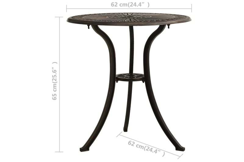 Caféset 3 delar gjuten aluminium brons - Brun - Utemöbler - Utegrupp - Caféset