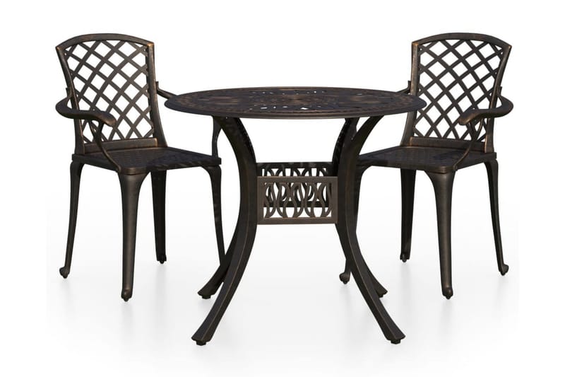 Caféset 3 delar gjuten aluminium brons - Brun - Utemöbler - Utegrupp - Caféset