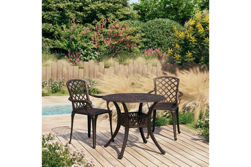 Caféset 3 delar gjuten aluminium brons - Brun - Utemöbler - Utegrupp - Caféset
