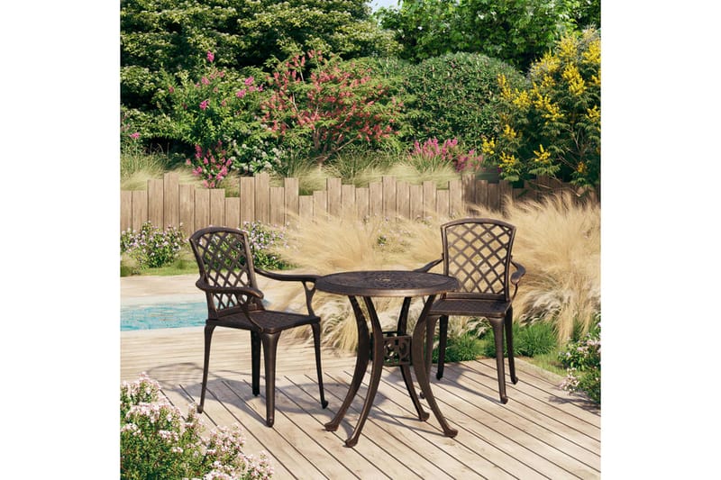 Caféset 3 delar gjuten aluminium brons - Brun - Utemöbler - Utegrupp - Caféset