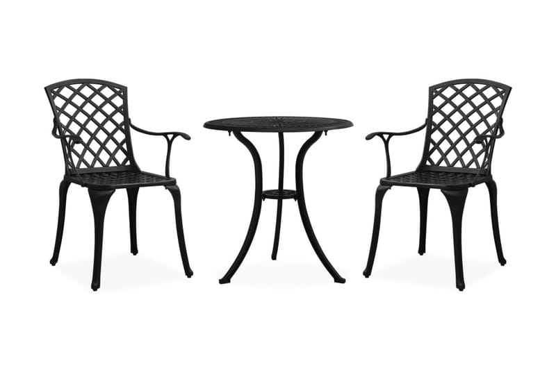 Caféset 3 delar gjuten aluminium svart - Svart - Utemöbler - Utegrupp - Caféset