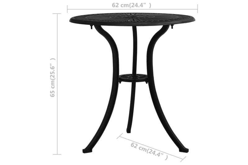 Caféset 3 delar gjuten aluminium svart - Svart - Utemöbler - Utegrupp - Caféset