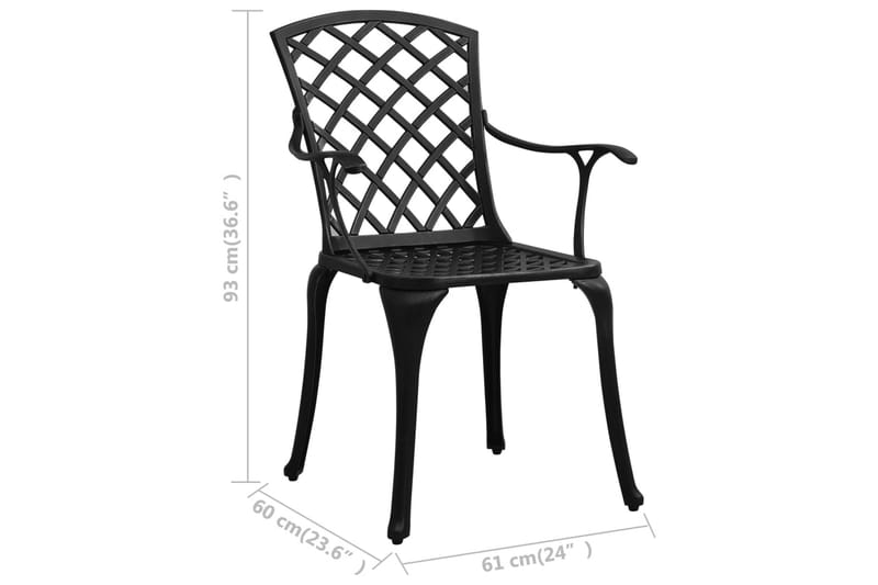 Caféset 3 delar gjuten aluminium svart - Svart - Utemöbler - Utegrupp - Caféset