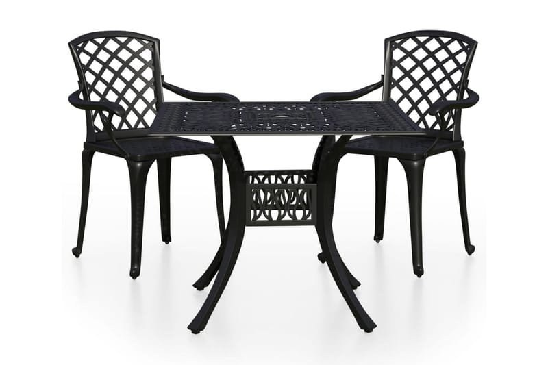 Caféset 3 delar gjuten aluminium svart - Svart - Utemöbler - Utegrupp - Caféset