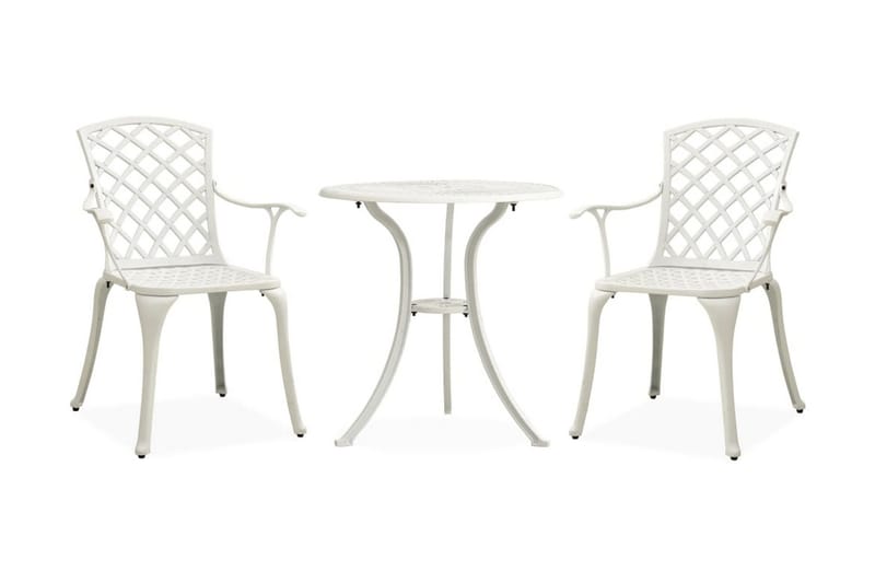 Caféset 3 delar gjuten aluminium vit - Vit - Utemöbler - Utegrupp - Caféset