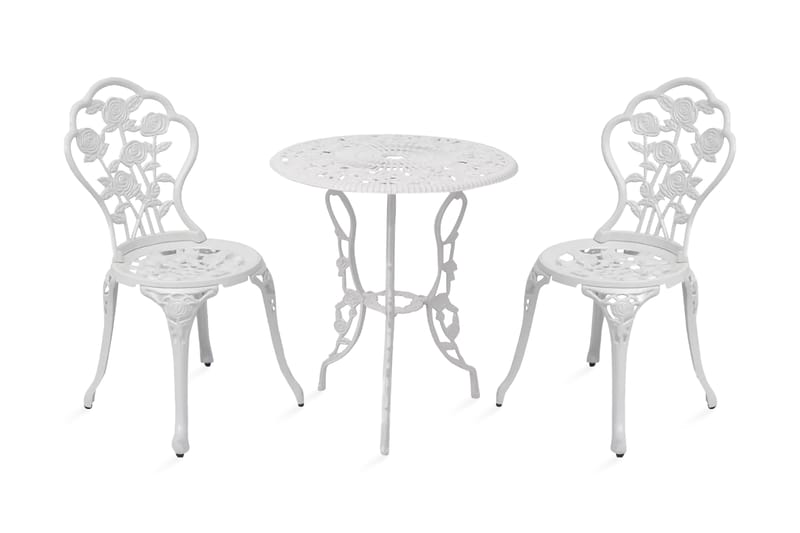 Caféset 3 delar gjuten aluminium vit - Vit - Utemöbler - Utegrupp - Caféset