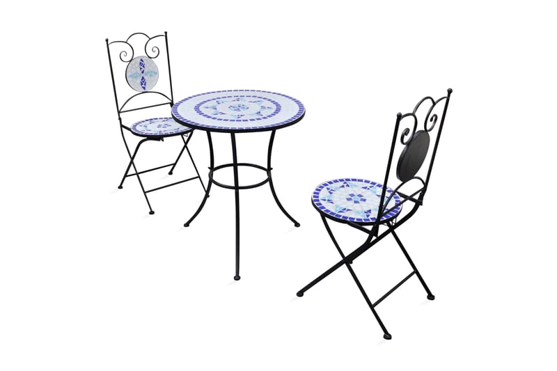 Caféset 3 delar keramik blå och vit - Blå - Caféset - Balkonggrupper