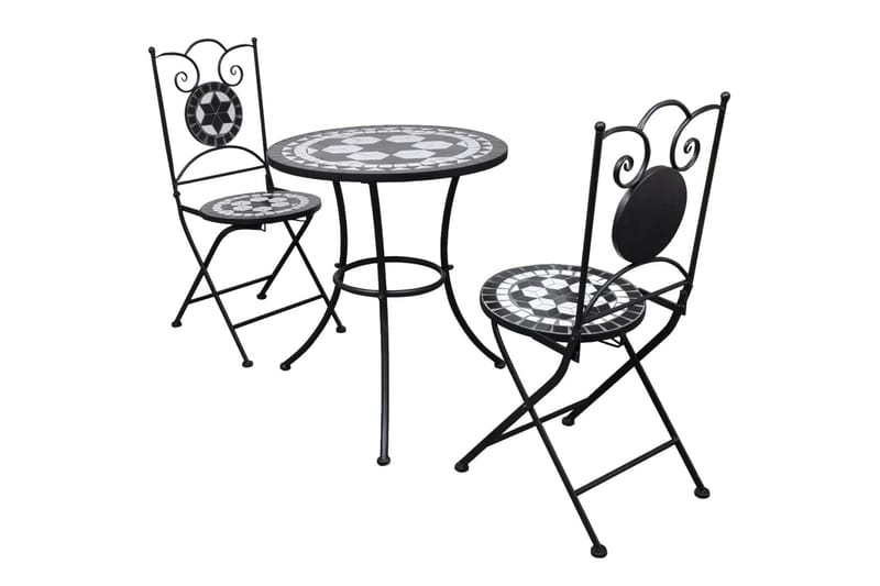 Caféset 3 delar keramik svart och vit - Svart - Balkonggrupper - Caféset