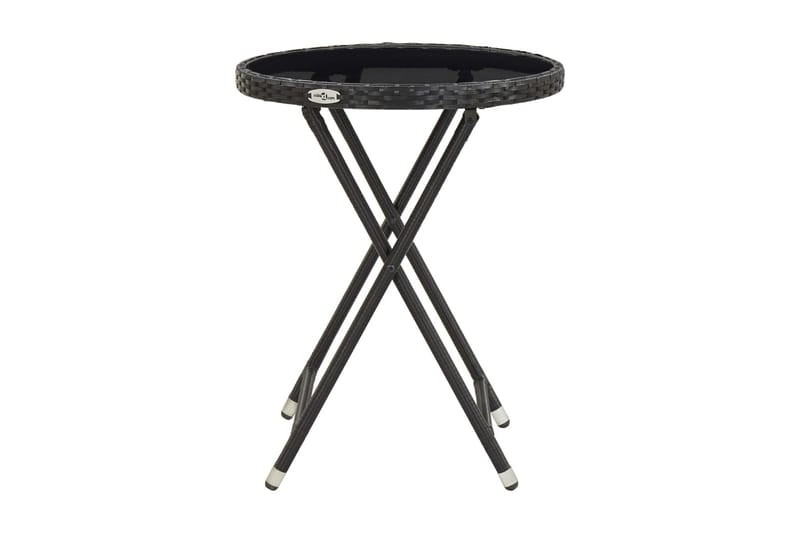 Caféset 3 delar konstrotting och härdat glas svart - Svart - Utemöbler - Utegrupp - Caféset