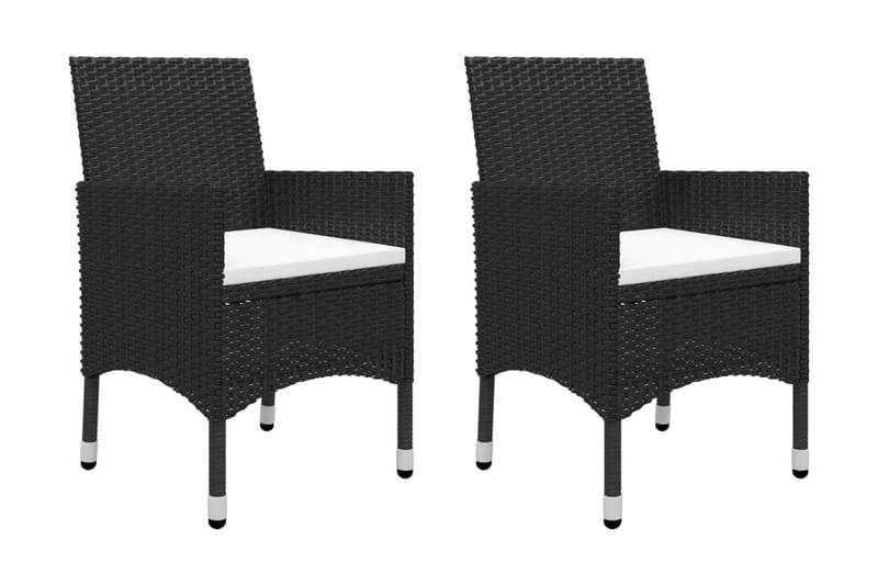 Caféset 3 delar konstrotting och härdat glas svart - Svart - Utemöbler - Utegrupp - Caféset