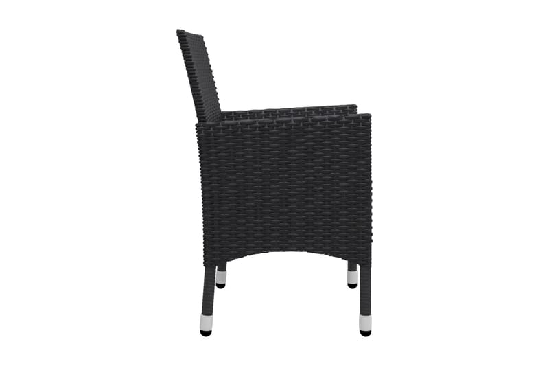 Caféset 3 delar konstrotting och härdat glas svart - Svart - Utemöbler - Utegrupp - Caféset