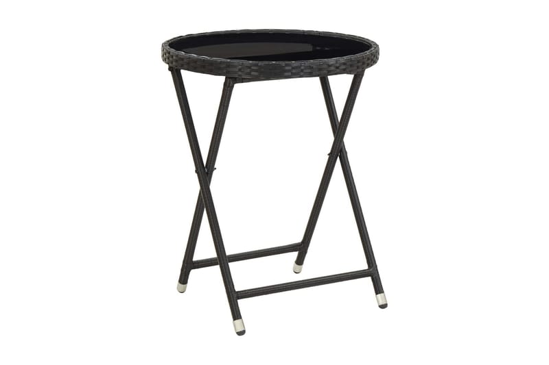 Caféset 3 delar konstrotting och härdat glas svart - Svart - Utemöbler - Utegrupp - Caféset