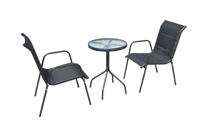 Caféset 3 delar stål svart - Svart - Utemöbler - Utegrupp - Caféset