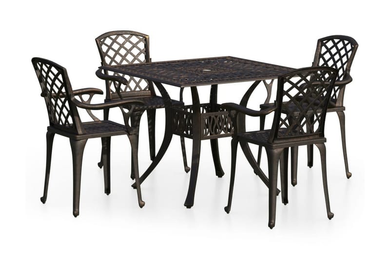 Caféset 5 delar gjuten aluminium brons - Brun - Utemöbler - Utegrupp - Caféset