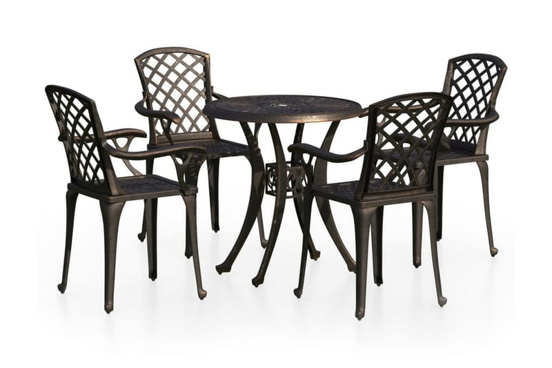 Caféset 5 delar gjuten aluminium brons - Brun - Utemöbler - Utegrupp - Caféset