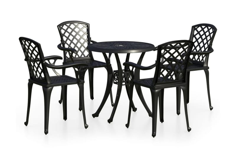 Caféset 5 delar gjuten aluminium svart - Svart - Utemöbler - Utegrupp - Caféset
