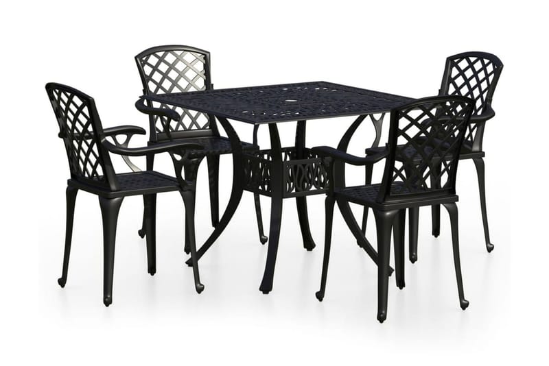 Caféset 5 delar gjuten aluminium svart - Svart - Utemöbler - Utegrupp - Caféset