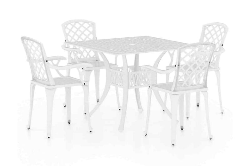 Caféset 5 delar gjuten aluminium vit - Vit - Utemöbler - Utegrupp - Caféset