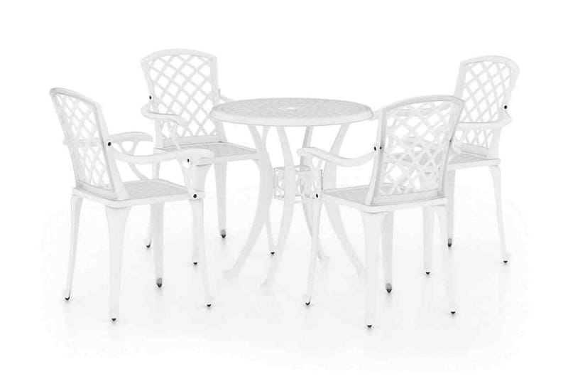 Caféset 5 delar gjuten aluminium vit - Vit - Utemöbler - Utegrupp - Caféset