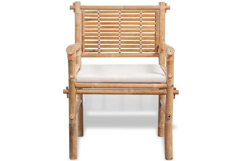 Caféset med dynor 3 delar bambu - Brun - Utemöbler - Utegrupp - Caféset
