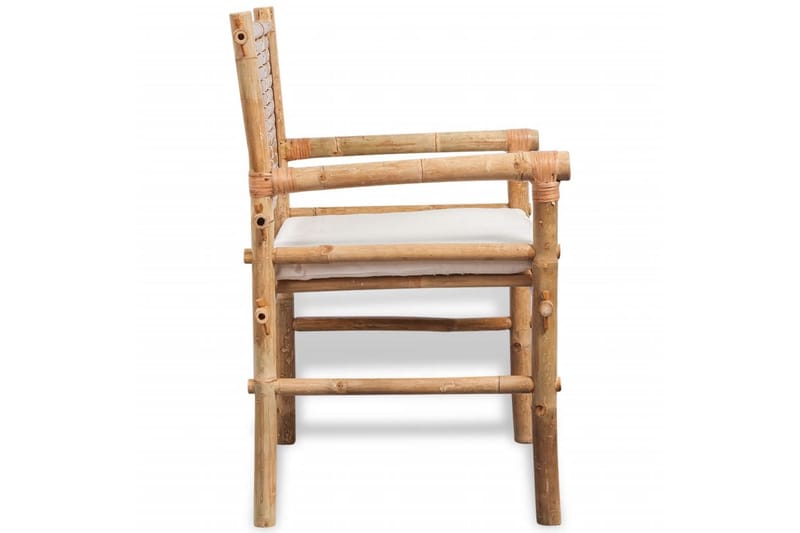 Caféset med dynor 3 delar bambu - Brun - Utemöbler - Utegrupp - Caféset