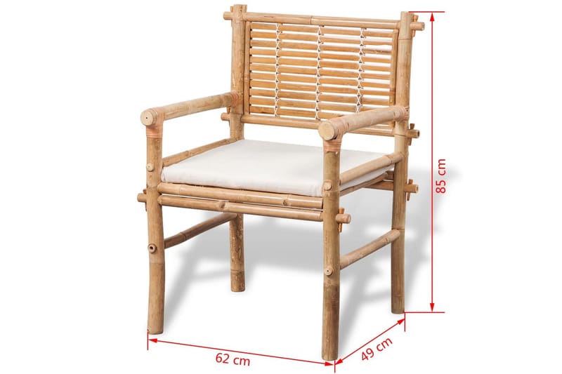 Caféset med dynor 3 delar bambu - Brun - Utemöbler - Utegrupp - Caféset