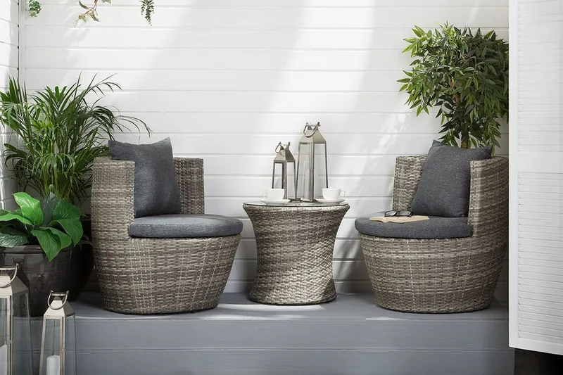 Capri Balkongmöbelset 54 cm - Grå - Utemöbler - Utegrupp - Caféset