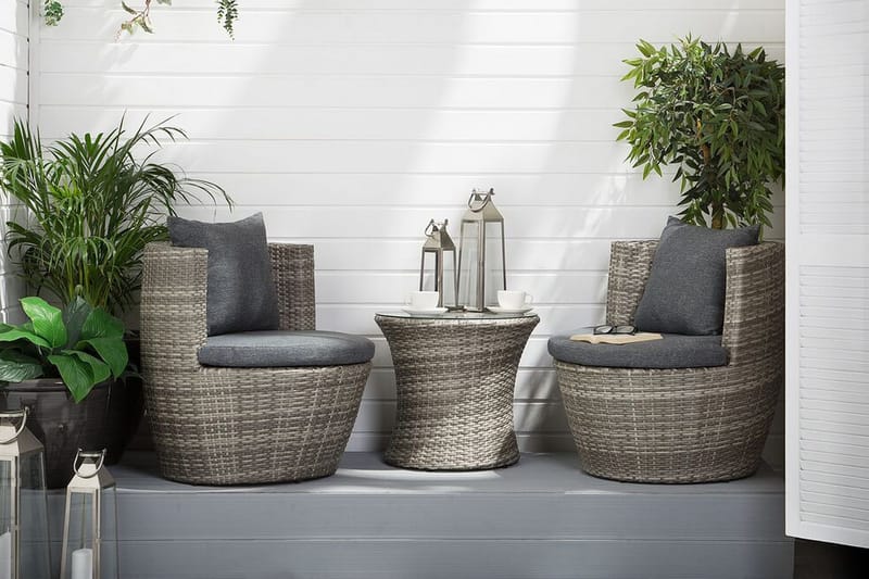 Capri Balkongmöbelset 54 cm - Grå - Utemöbler - Utegrupp - Caféset