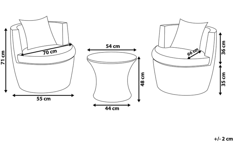 CAPRI Balkongmöbelset 54 cm - Caféset - Balkonggrupper