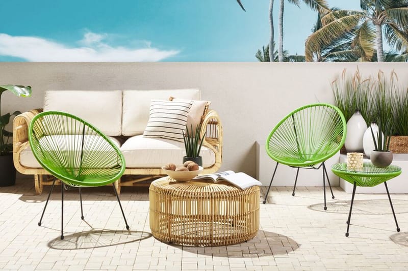 Cayaco Balkongset 70 cm + 2 Utestolar - Konstrotting/Grön - Utemöbler - Utegrupp - Caféset