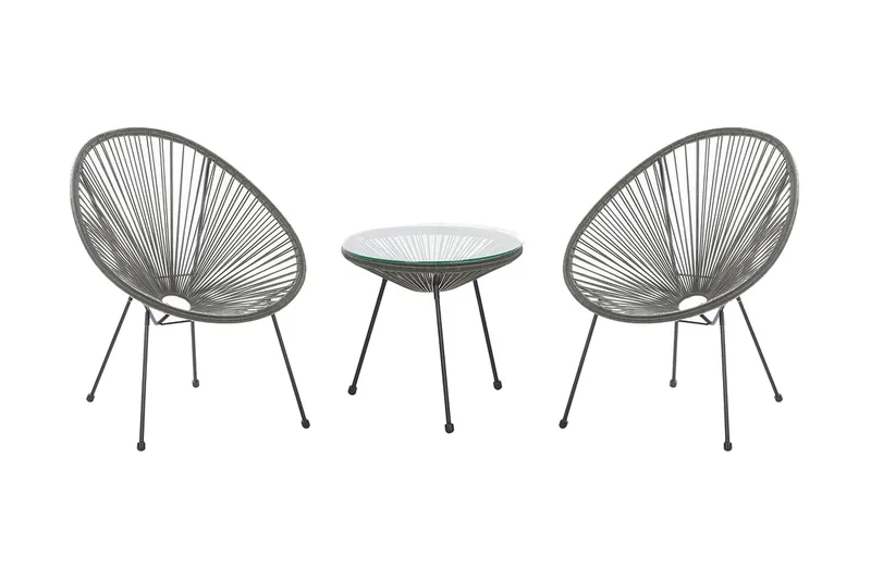 Cayaco Balkongset 70 cm + 2 Utestolar, Konstrotting/Mörkgrå