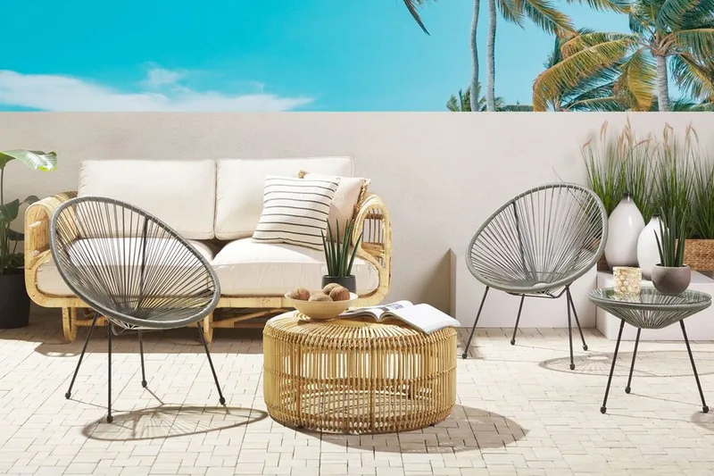 Cayaco Balkongset 70 cm + 2 Utestolar - Konstrotting/Mörkgrå - Utemöbler - Utegrupp - Caféset