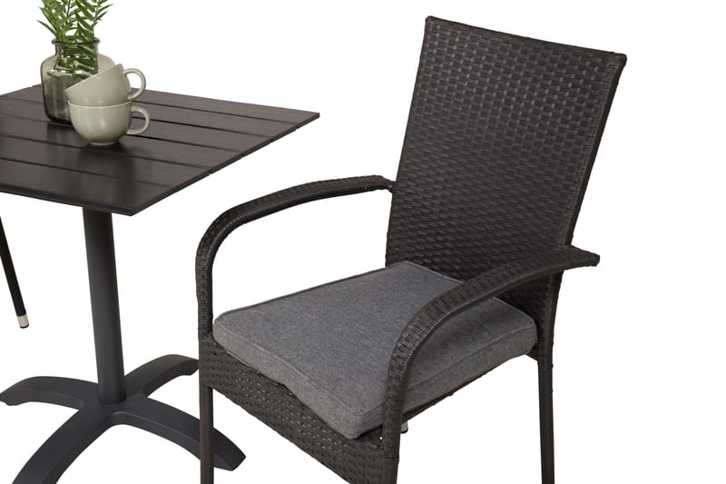 Colorado Caféset 70 cm + 2 Anna Karmstolar - Svart - Utemöbler - Balkong - Balkongmöbler - Balkonggrupper