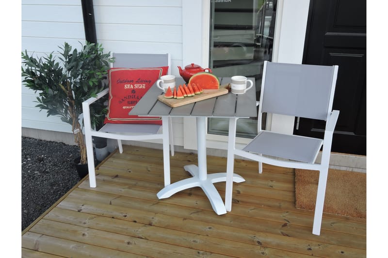 Colorado Caféset 70 cm + 2 st Copacabana Karmstolar - Vit - Utemöbler - Utegrupp - Caféset
